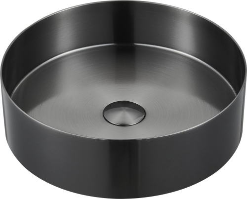 Sapho AURUM nerezové umyvadlo na desku, průměr 38cm, včetně výpusti, gun metal AU101