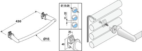 Aqualine Sušák ručníků na otopná tělesa 43cm oblý, bílá IDO-50