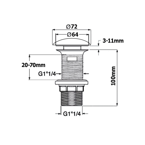 Isvea Umyvadlová výpust 5/4“, click-clack, keramická zátka, 20-70mm, bílá 38TP0171I