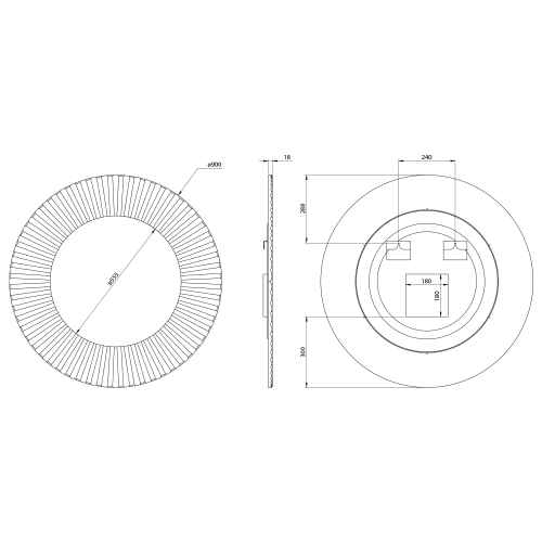 Sapho PRIDE kulaté zrcadlo s LED osvětlením v rámu ø 90cm, bronz PD954