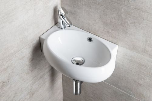 Sapho RIBERA keramické umývátko rohové 43x28, 5 cm, otvor pro baterii vlevo, bílá AR498