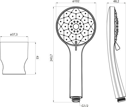 Sapho Sprchová souprava, 4 režimy sprchování, silikon trysky, pevný držák, hadice 1500mm, černá mat 1204-61B