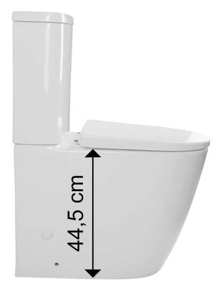 Sapho TURKU WC kombi, zvýšený sedák, Rimless, spodní/zadní odpad, bílá PC104WR