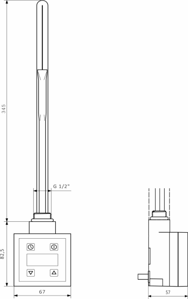 Sapho KTX topná tyč s termostatem, 400 W, černá mat KTX-B-400