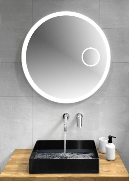 Sapho FLOAT kulaté zrcadlo s LED podsvícením ø 80cm, kosm.zrcátko, senzor, 3500-6500K, bílá FT800