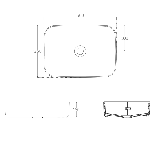 Isvea INFINITY RECTANGLE keramické umyvadlo na desku, 50x36cm, bílá 10NF65050