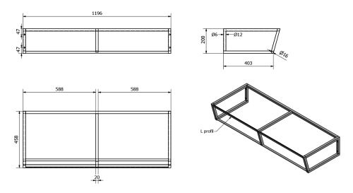 Sapho SKA konzole pod umyvadlo/desku 1200x200x460mm, bílá mat SKA214