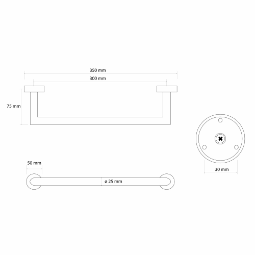 Sapho X-ROUND GOLD držák ručníků 300mm, zlato mat XR400GB