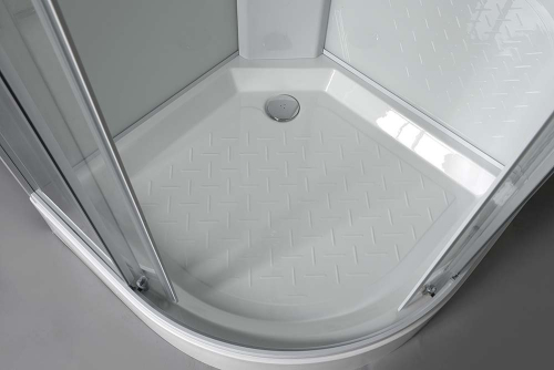 Aqualine AIGO čtvrtkruhový sprchový box 900x900x2040 mm, bílý profil, čiré sklo YB93