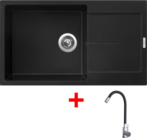 Granitový dřez Sinks ULTIMA 860 XXL Pureblack + Elasta nerez/černá G22226
