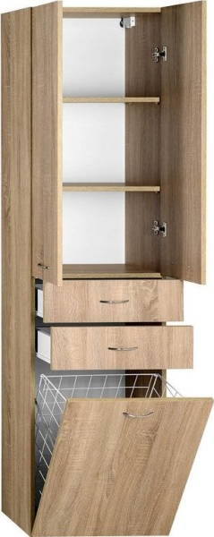 Aqualine ZOJA/KERAMIA FRESH skříňka vysoká s košem 50x184x29cm, dub platin 51295