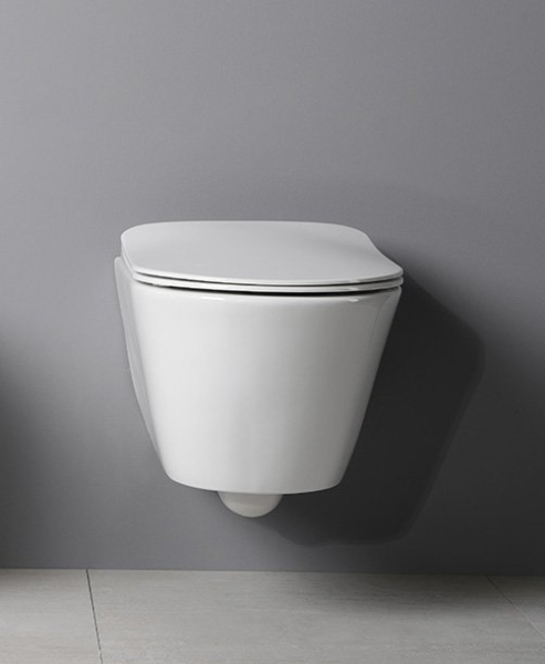 AVVA závěsné WC Rimless s podomítkovou nádržkou a tlačítkem Schwab, bílá 100314-SET5
