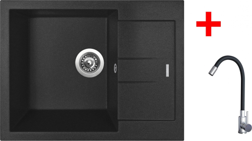 Granitový dřez Sinks AMANDA 650 Metalblack + Elasta nerez/černá G22874