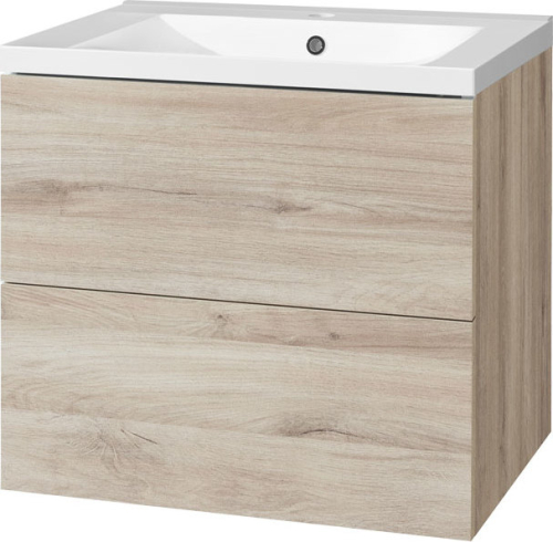 Mereo Aira, koupelnová skříňka s umyvadlem z litého mramoru 61 cm, dub Kronberg CN720M