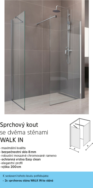 Mereo Sprchová stěna WALK IN, Novea, 80 x 200 cm, chrom ALU, sklo Čiré CK10601H