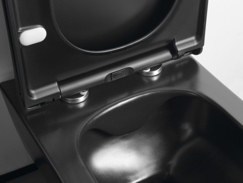 AVVA závěsné WC Rimless s podomítkovou nádržkou a tlačítkem Schwab, černá mat 100314-110-SET5