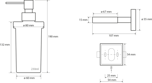 Sapho X-SQUARE dávkovač mýdla 230ml, mléčné sklo, chrom XQ100