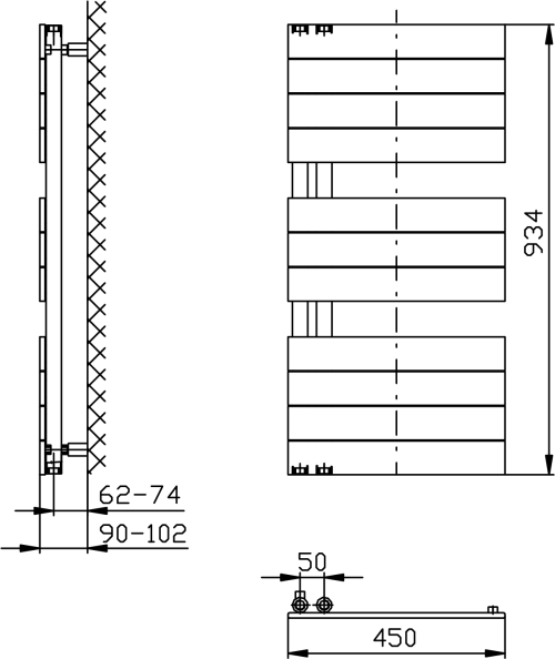 Aqualine MILI otopné těleso 450x934mm, černá mat DC606T