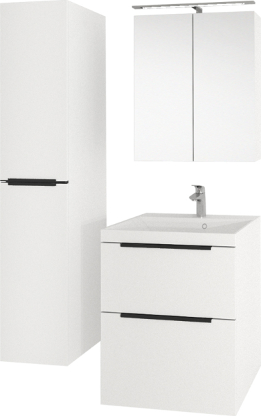Mereo Mailo, koupelnová skříňka 61 cm, bílá, černé madlo CN510SB