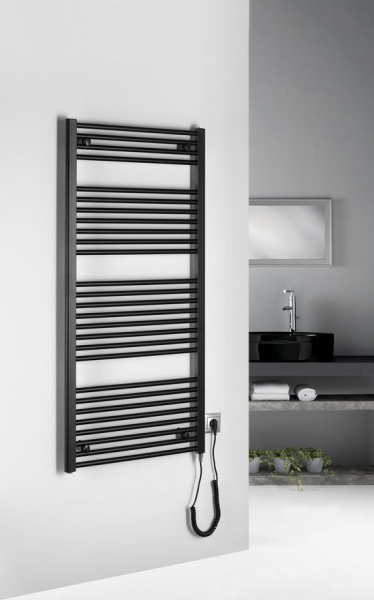 Aqualine DIRECT-E elektrické otopné těleso rovné 600x1320 mm, 600 W, černá ILE36TB