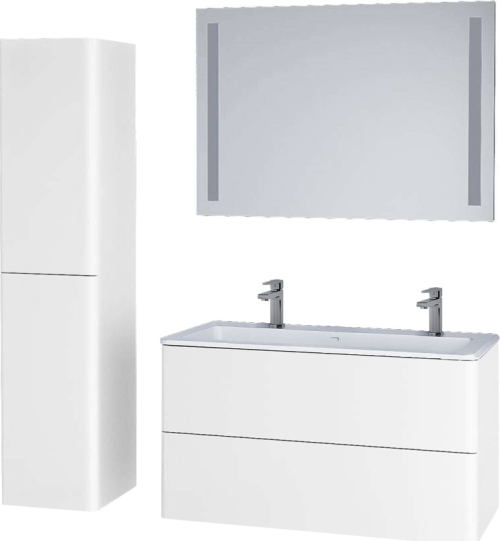 Mereo Siena, koupelnová skříňka s umyvadlem z litého mramoru 101 cm, bílá lesk CN412M2