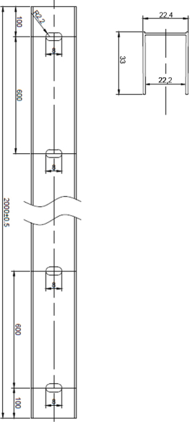 MSO Trade a.s. Fixační (stěnový) profil pro CK106xxS, chrom ALU, 200 cm CKND250Z8