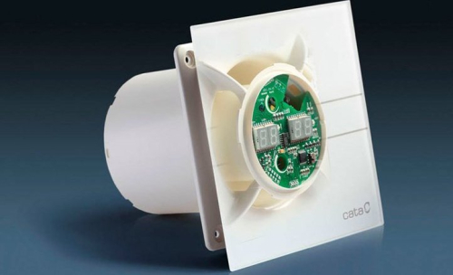Cata E-150 GTH koupelnový ventilátor axiální s automatem, 10W/19W, potrubí 150mm, bílá 00902200