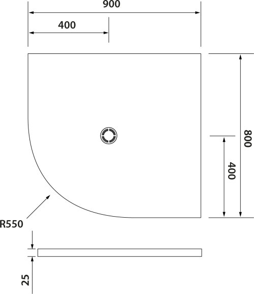 Polysan FLEXIA vanička z litého mramoru čtvrtkruh, s možností úpravy rozměru, 90x80cm, R550, pravá 91231