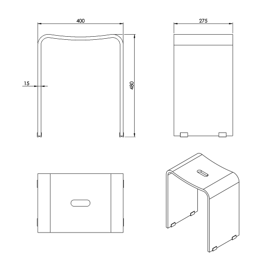Ridder TRENDY koupelnová stolička 40x48x27, 5cm, čirá A211100