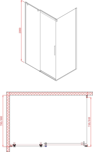 Polysan ALTIS boční stěna 800mm, čiré sklo AL5915