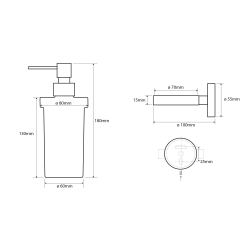 Sapho X-ROUND WHITE dávkovač mýdla 230ml, mléčné sklo, bílá mat XR101W