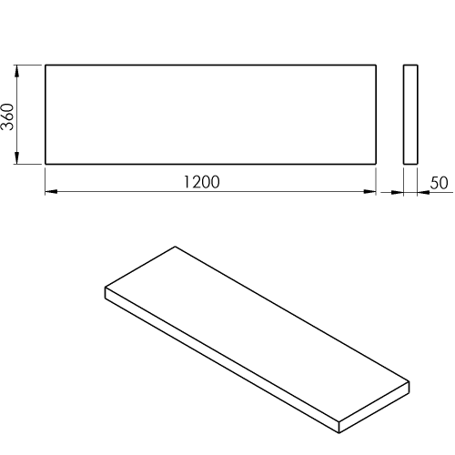 Sapho AVICE deska pod umyvadlo 120x36cm, tl.5cm, cement AV1267
