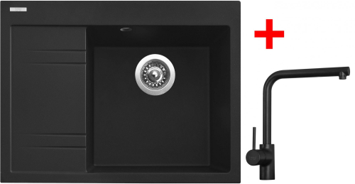 Granitový dřez Sinks RIM 650 P Metalblack + Elka černá matná G3574
