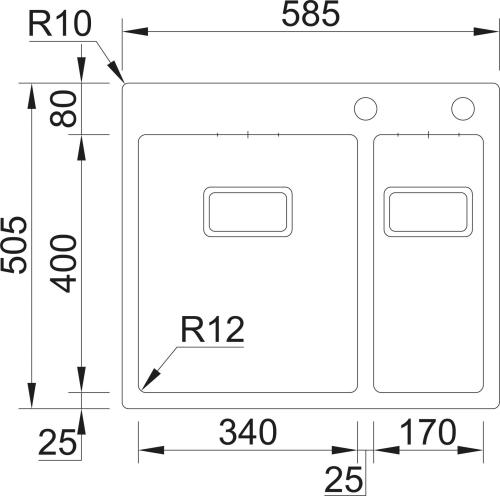 Nerezový dřez Sinks BOXER 585.1 FI 1,2mm RDBOK58550512FI