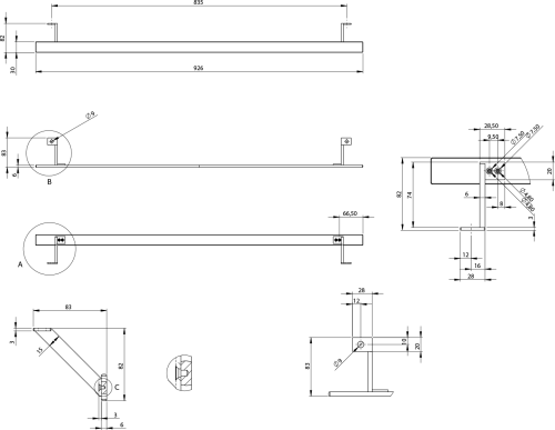 GSI PURA čelní držák ručníků 102cm, chrom PAPRD102
