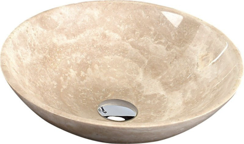 Sapho BLOK 1 kamenné umyvadlo na desku Ø 40 cm, leštěný béžový travertin 2401-01