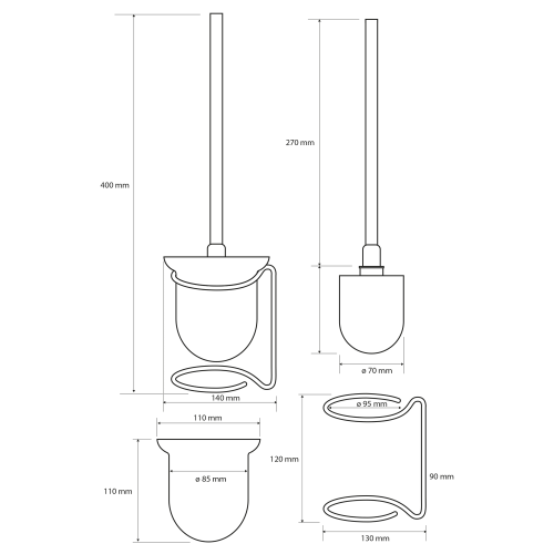 Sapho X-ROUND E WC štětka na postavení, mléčné sklo, chrom XR302