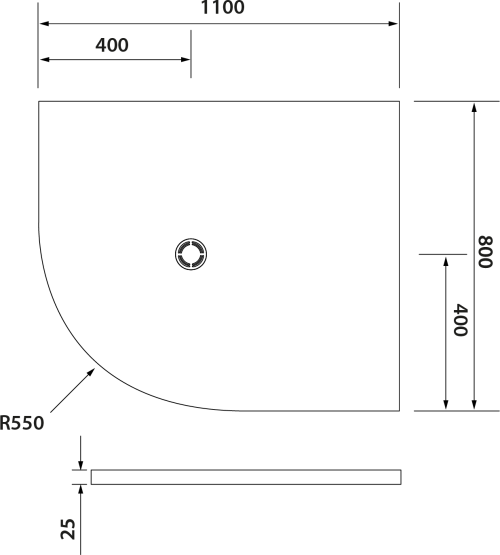 Polysan FLEXIA vanička z litého mramoru čtvrtkruh, s možností úpravy rozměru, 110x80cm, R550, pravá 91271