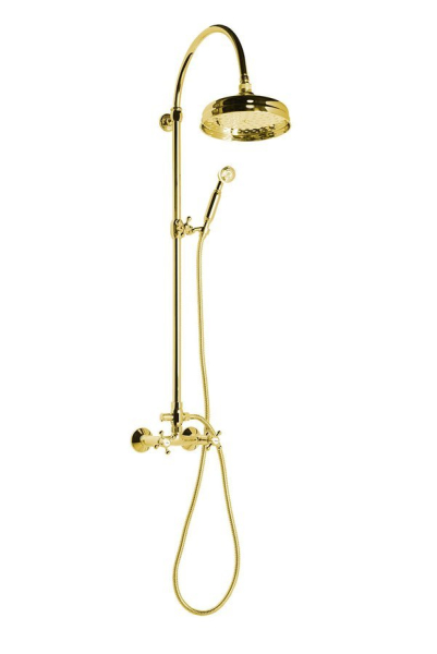 Sapho ANTEA sprchový sloup k napojení na baterii, hlavová, ruční sprcha, zlato SET035