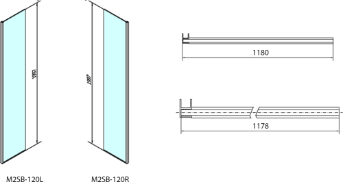 Polysan MODULAR SHOWER pevný panel k instalaci na stěnu modulu MS2, 1200 mm, pravý MS2B-120R
