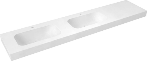 Sapho EMICO dvojumyvadlo, Rockstone, 220x50cm, límec L, levé, bílá mat EM220-B2L-L