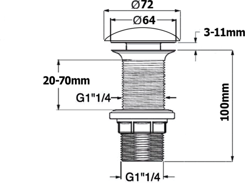 Isvea Umyvadlová výpust 5/4“, click-clack, keramická zátka, 20-70mm, antracit 38TP0162I
