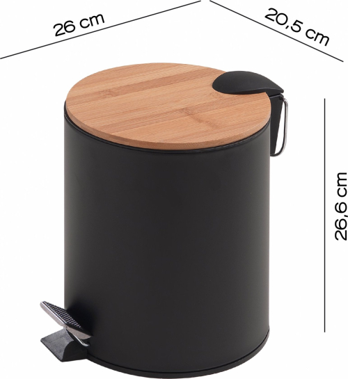 Gedy KENTA odpadkový koš 5l, Soft Close, černá mat/bambus 1409