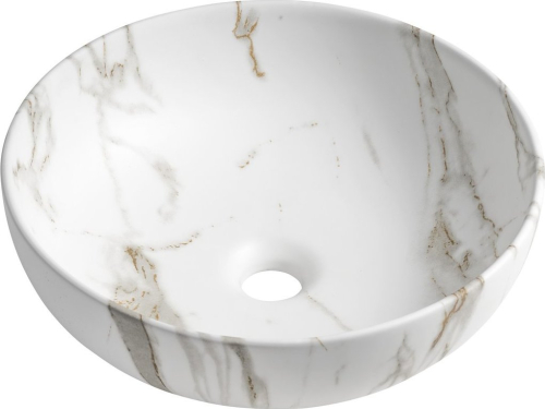 Sapho RONDANE keramické umyvadlo na desku Ø 41cm, bianco carrara AR435BC