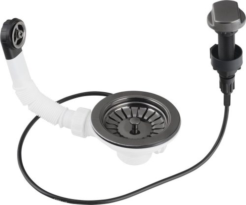 Bruckner Dřezová výpust 6/4", s přepadem a ovládáním, nerez/gun metal 155.122.6