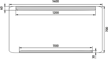 Nimco OBDELNÍKOVÁ - OBLÉ ROHY LED zrcadlo 1400x700 ZP 22008