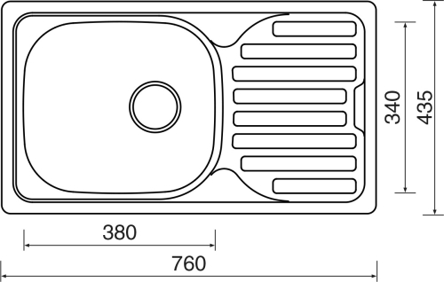 Nerezový dřez Sinks CLASSIC 760 M 0,5mm matný PRAVÝ STSCLM7604355MP