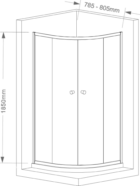 Aqualine ARLETA čtvrtkruhová sprchová zástěna 800x800mm, čiré sklo HLS800Y