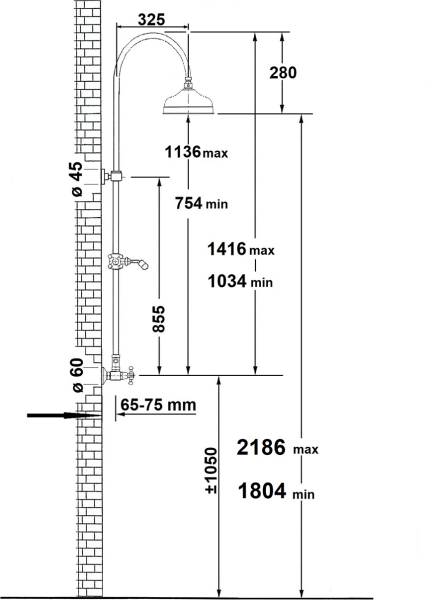 Sapho ANTEA sprchový sloup s termostatickou baterií, růžové zlato SET047