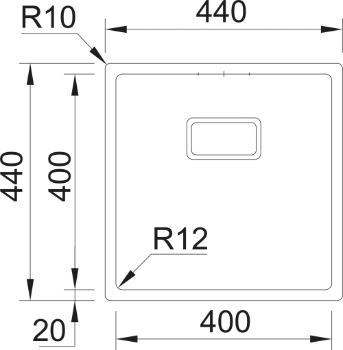 Nerezový dřez Sinks BOX 440 FI 1,0mm RDBOK4404401FI
